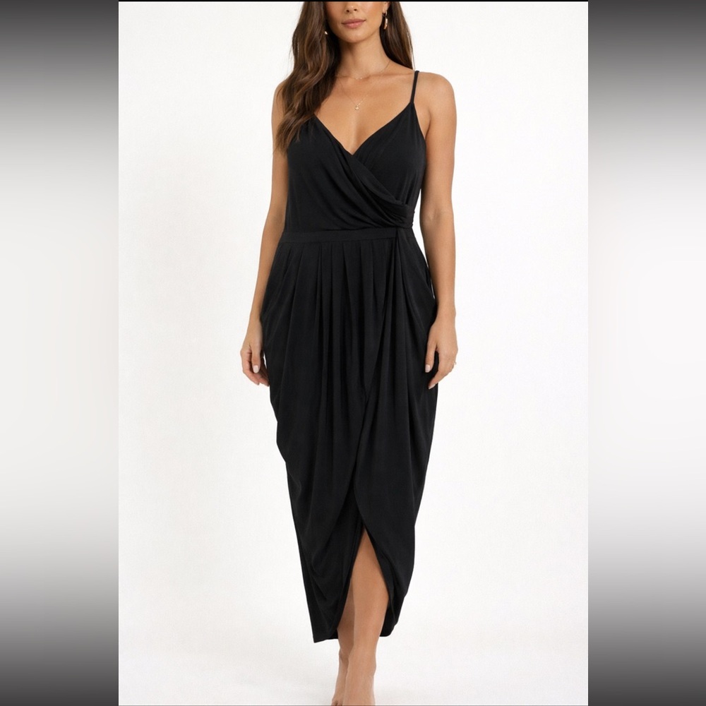 City Chic Black Grecian Drape Dress NWT Size 20